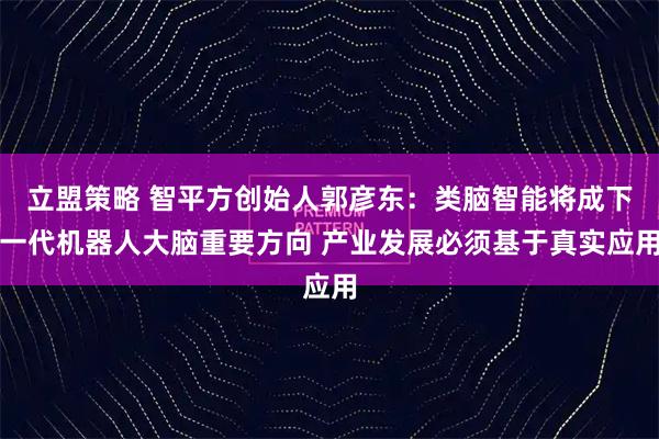 立盟策略 智平方创始人郭彦东：类脑智能将成下一代机器人大脑重要方向 产业发展必须基于真实应用